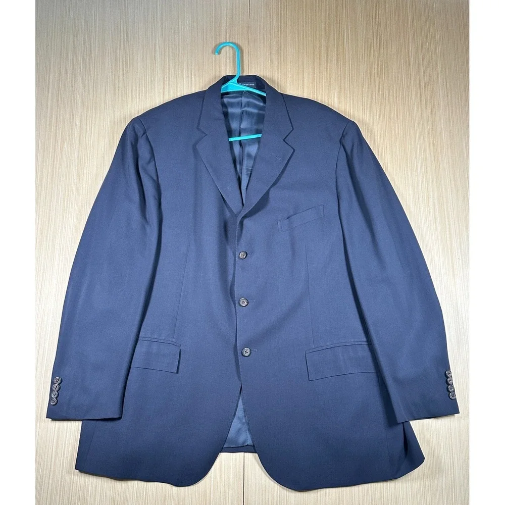 Polo Ralph Lauren Blazer Jacket Mens 48 Blue Wool‎ Single Breasted Notch Lapel